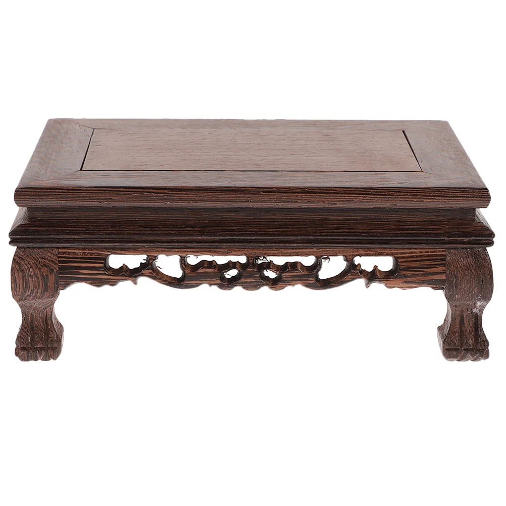 

Square Carving Display Stand Multi-use Display Stand Wooden Showcase Pedestal Household Craft Statue Pedestal Plant Stand