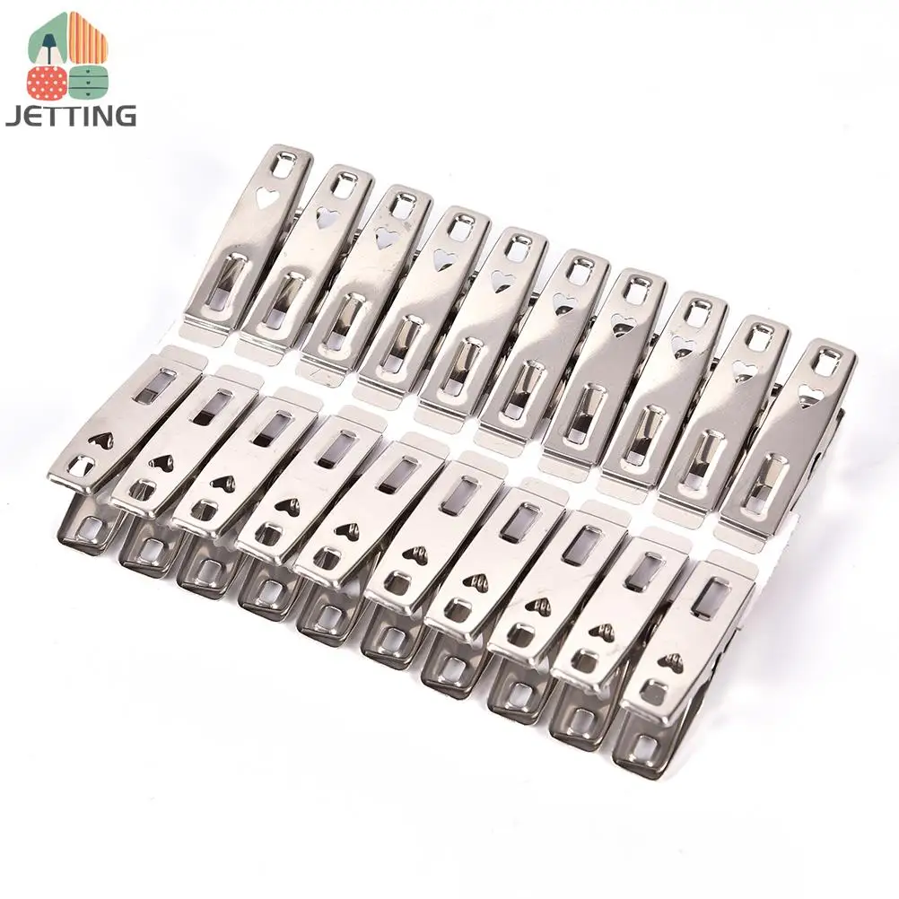 20PCS Clothes Pegs Stainless Steel Metal Clips Coat Pants Laundry Drying Hanger Rack Washing Towel Holder Hanger