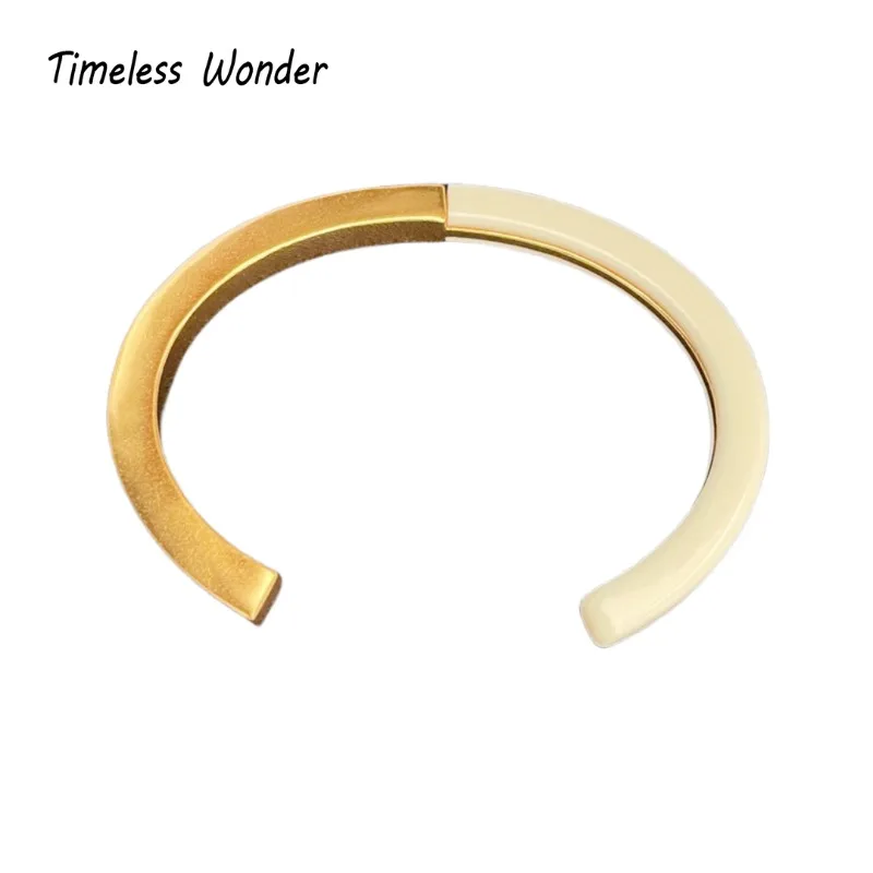 

Timeless Wonder Fancy Geo Resin 2 Tone Bangle Bracelets for Women Designer Jewelry Punk Goth Runway Luxury Brand Party Rare 4526