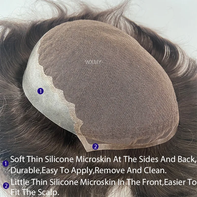 Clearance Q6 Toupee Man Wig Male Hair Prosthesis French Lace & Pu Base Men's Wig Hair System 100% Natural Human Hair Wig For Men 4