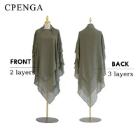 حجاب عادي جديد لعام 2025 للنساء المسلمات خيمار صيفي متواضع شيفون سادة 3 طبقات عمامة نسائية دبي حجاب تركيا ملابس إسلامية للعيد 6