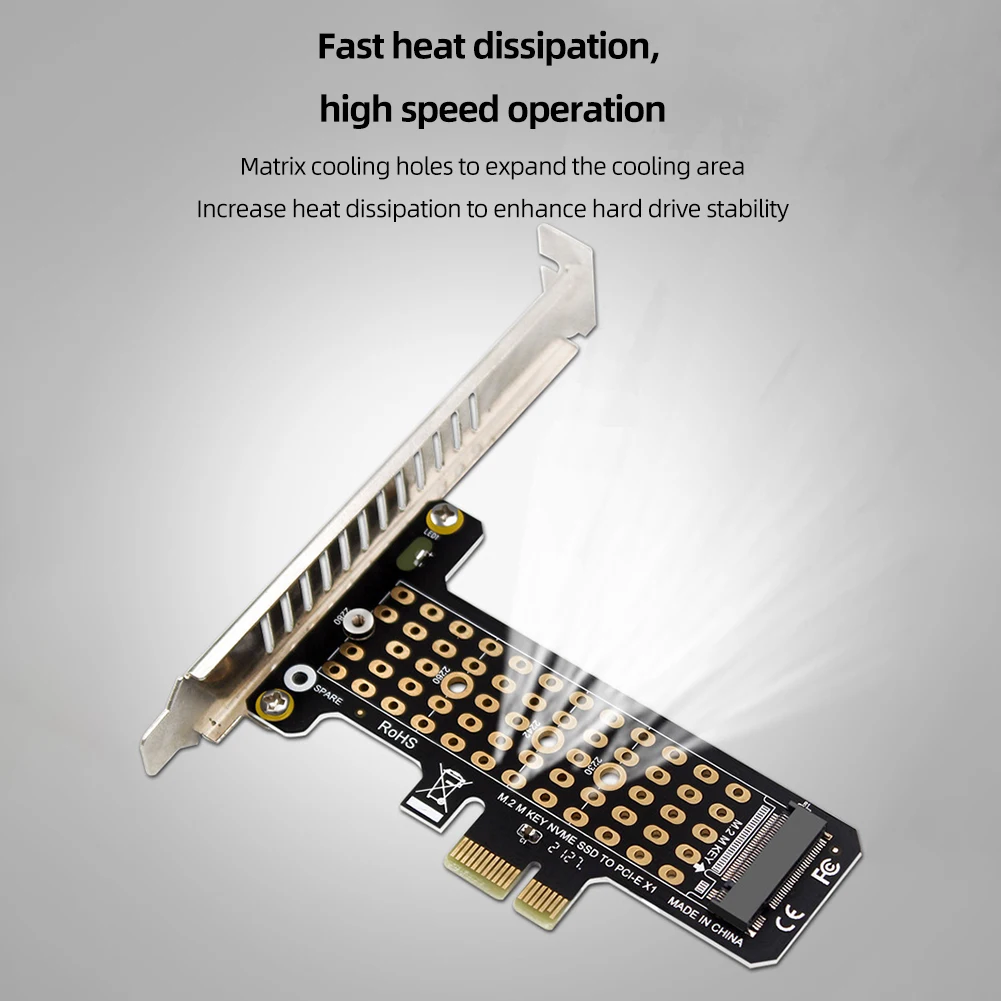 M.2 NVME To PCIe4.0 X1 Expansion Card Adapter 32Gbps Converter Card with Heat Sink for M Key M.2 NVME SSD 2230/2242/2260/2280