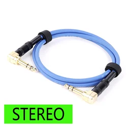 Premium Gold Plated Angle-to-Angle Stereo Audio Cable for Instruments and Amplifiers (Blue-BK-TRS)
