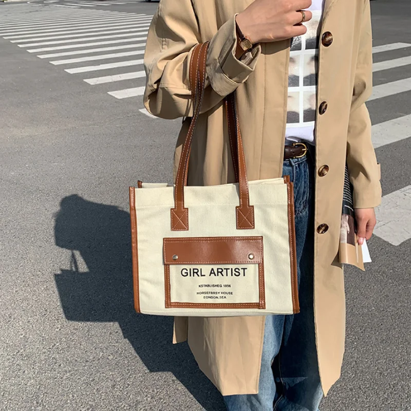 

Extra Thick Canvas Female Shoulder Bag New Luxury Ladies Casual Handbag Fashion Large Cotton Tote For Women Shopping