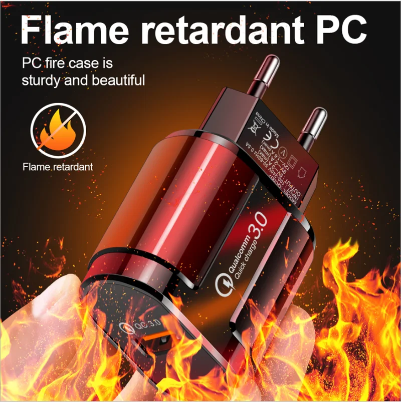 Caricatore USB 24W Quick Charge 3.0 QC3.0 con ricarica rapida, adattatore da parete con spina EU per iPhone, Samsung, Xiaomi - immagine 4