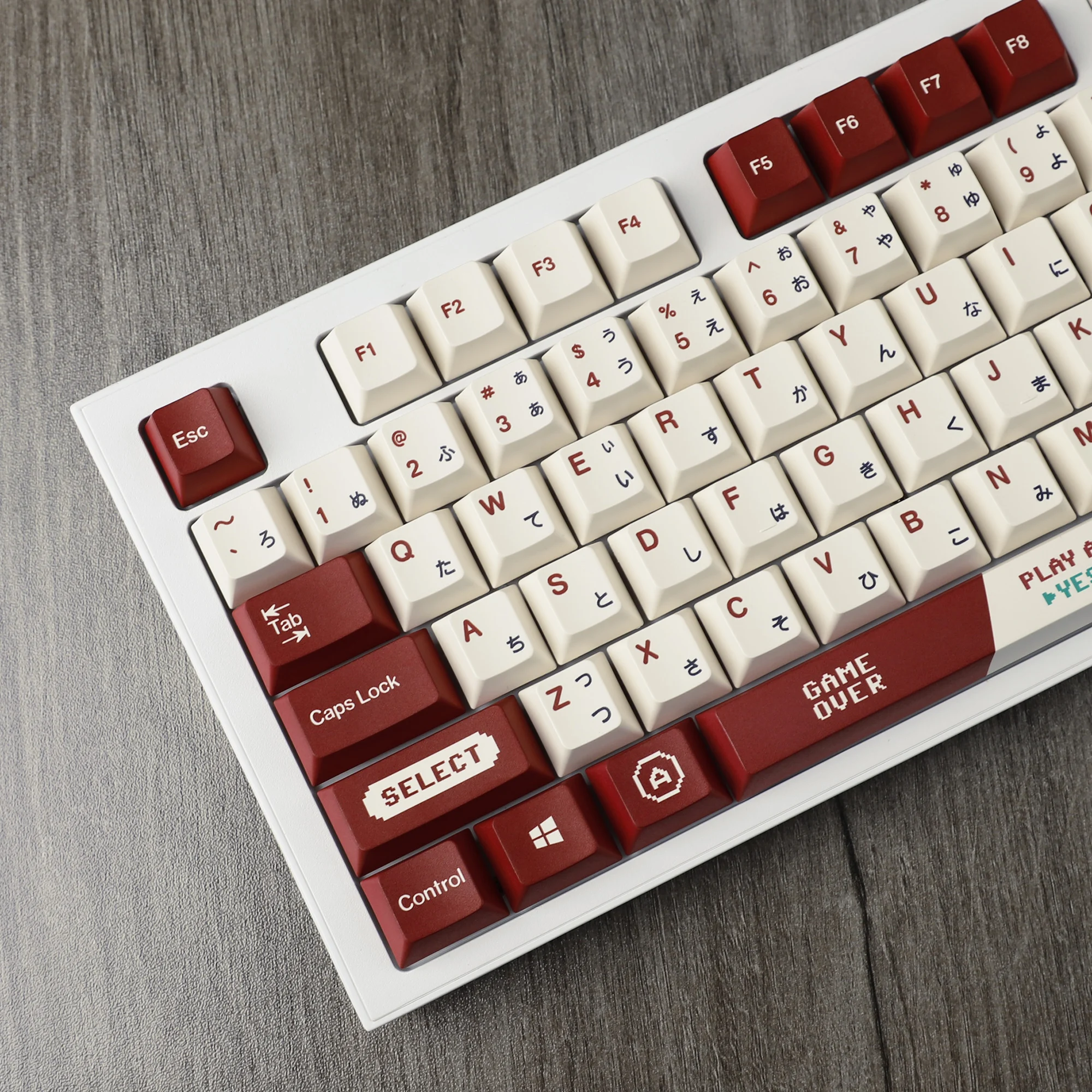 Gameboy-keycaps Retro Japoneses Vermelho Bege Dye Sub Pbt Perfil de Cereja Tkl Gk61 96 Gmmk mx Teclado fc Grosso - Imagem 5