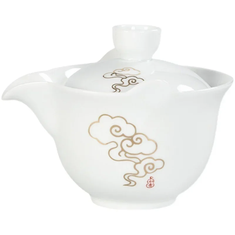 Palace Style Ceramics Tea Tureen Household Classic with Cover Teacup Boutique Handmade Gaiwan Chinese Tea Set Supplies