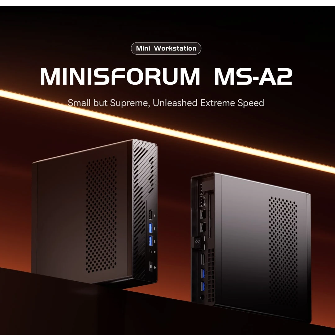 미니스포럼 MS-A2 게이머 미니 PC AMD 라이젠 9 7945HX 2x10G SFP+ 2개의 2.5G LAN 포트 4개의 NVMe 슬롯 2개의 DDR5 슬롯 워크스테이션 미니 게이밍 컴퓨터 WiFi6E