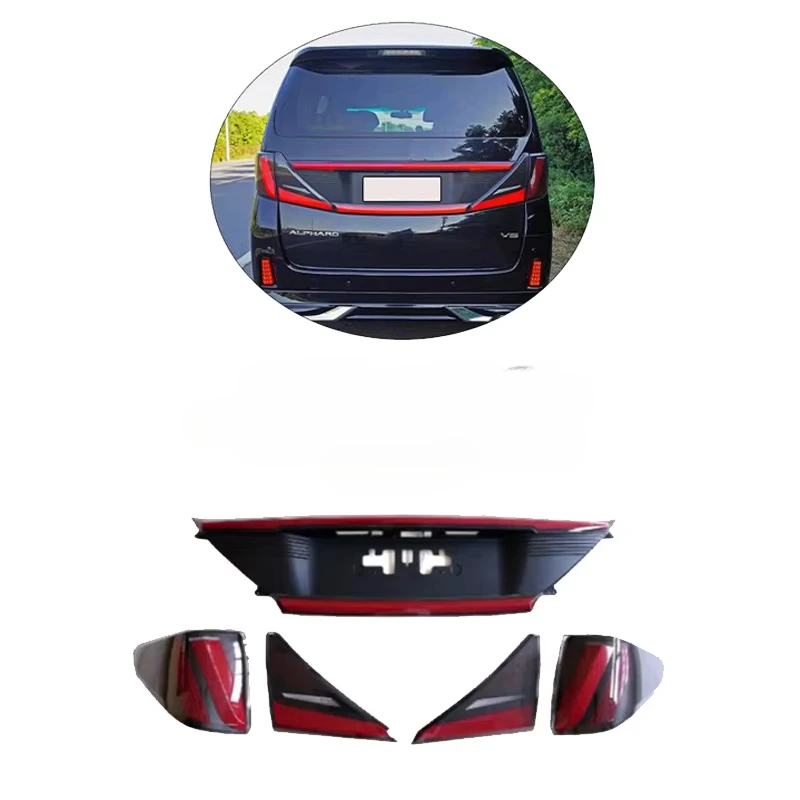 For 2009-2015 Alphard Vellfire 20 Series Full LED Taillights Red Lens with Yellow Running Light 12V Upgrade Modificationcustom