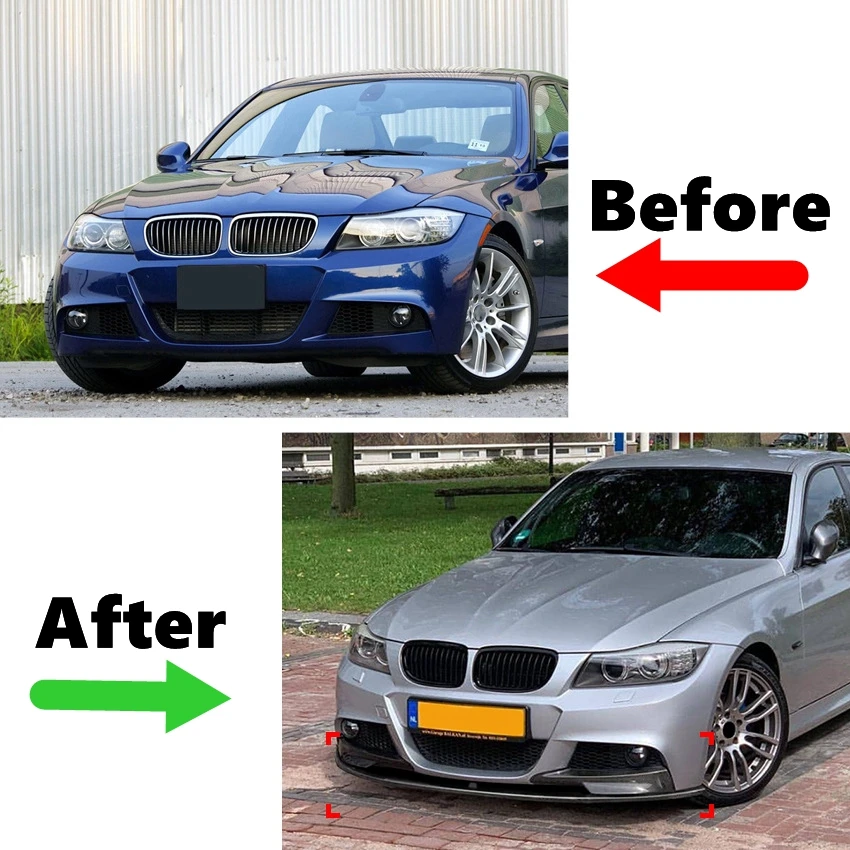 2009 To 2012 For BMW 3 Series E90 E91 LCI M Sport Car Front Bumper Lip Spoiler Diffuser Splitters Cover Guard Trim By ABS