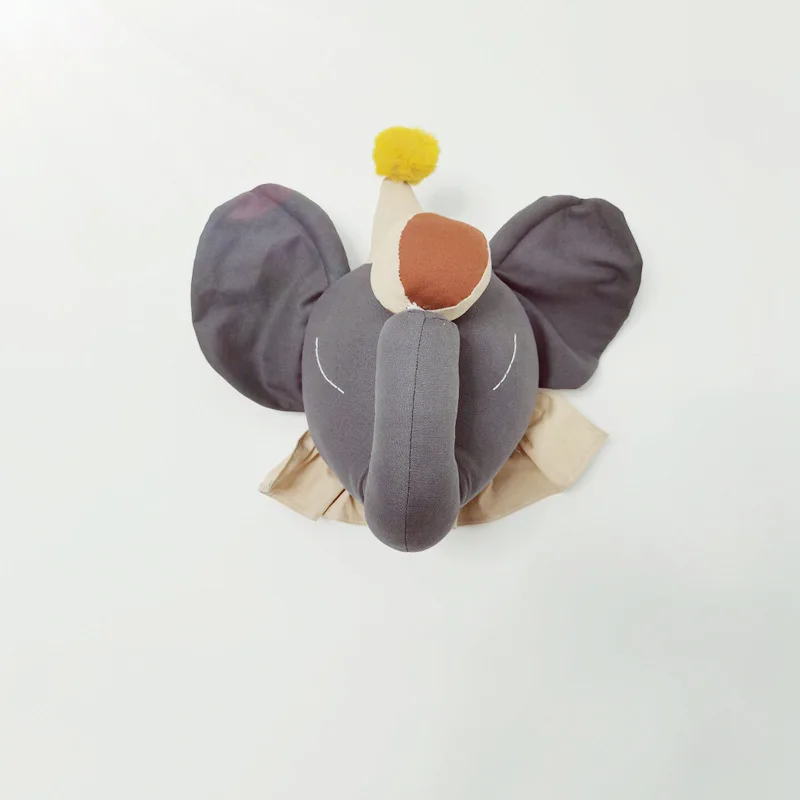 Adorable Elephant Head Wall Decoration Animals Head Plush Toy For Childrens' Rooms And Photoshoots Plush Doll