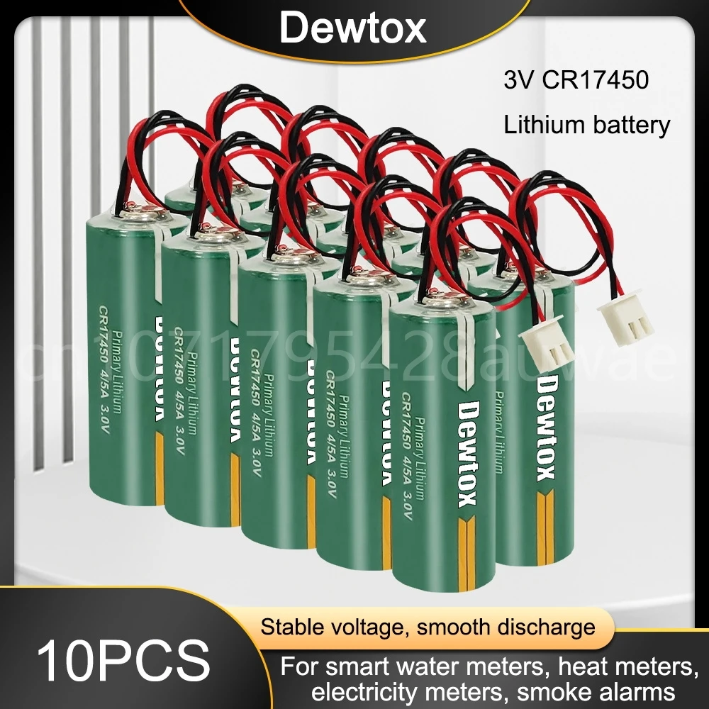 

10 шт. 3 в 2300 мАч CR17450 4/5A литиевая батарея расходомер воды батарея ПЛК с белым разъемом