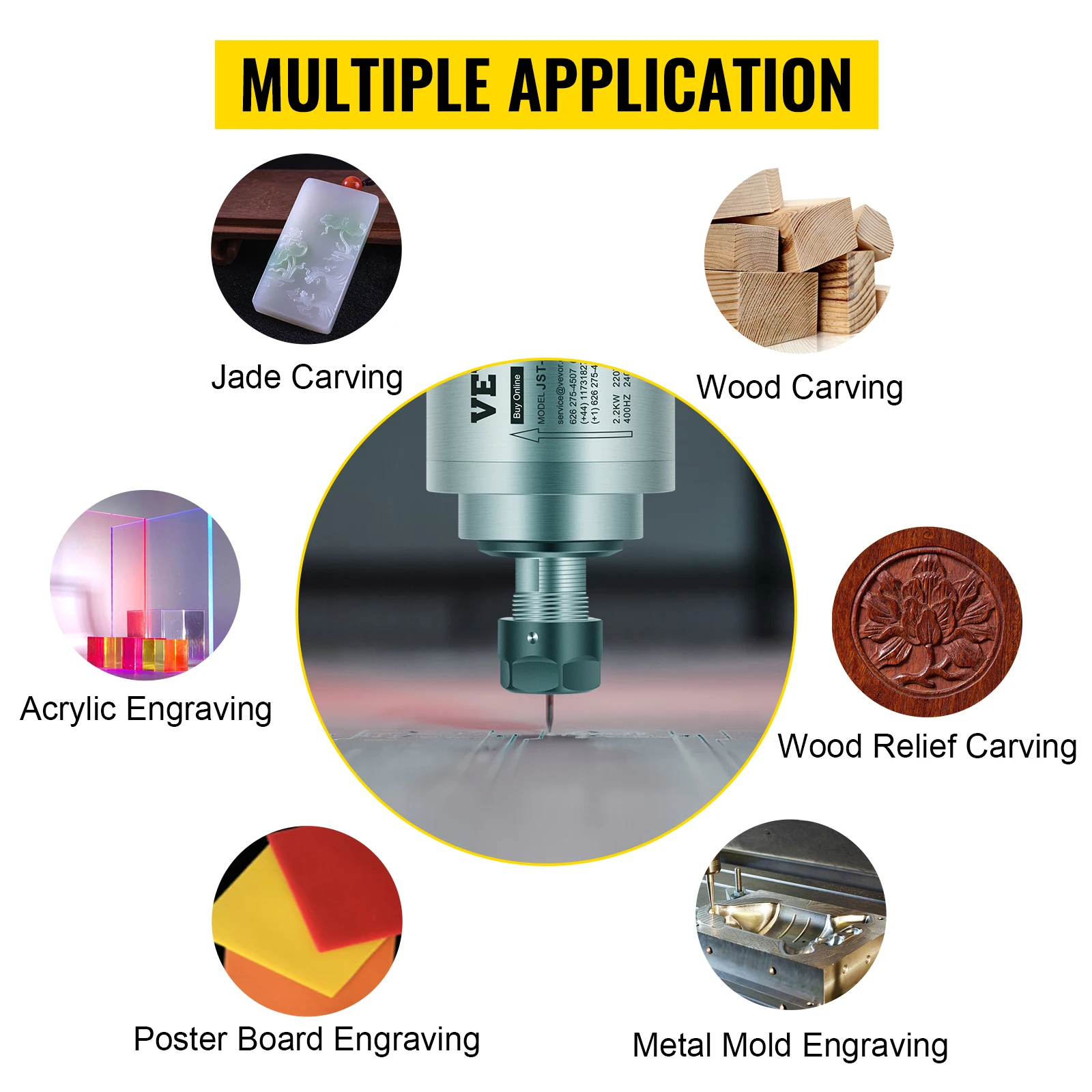 High Speed Motor Water Cooling Spindle Kit VEVOR 2.2KW 3KW Water Cooled Spindle Motor Kits 220V High Speed ER20 Collet 3 Bearings For CNC Router Engraving Milling Machine