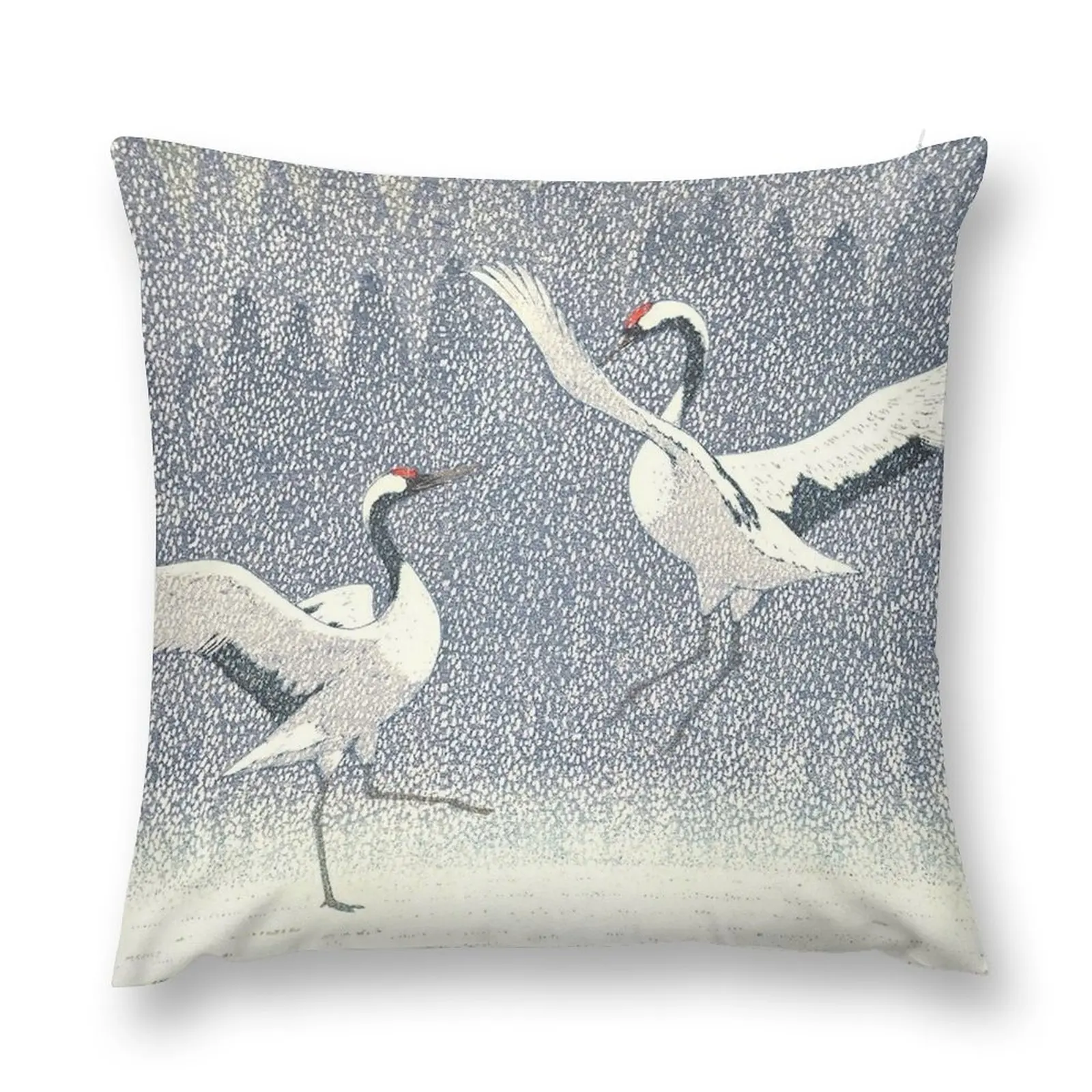 

Yoshida Toshi - Seirei no Mai (Dance of Eternal Love) (Red - crowned Crane) Vintage Art Japanese Woodblock Print Ea Throw Pillow