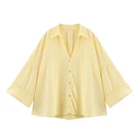MUJER rayé chemise femme blanc chemises décontractées amples pour les femmes été boutonné chemises et chemisiers femme à manches larges haut pour femme 2