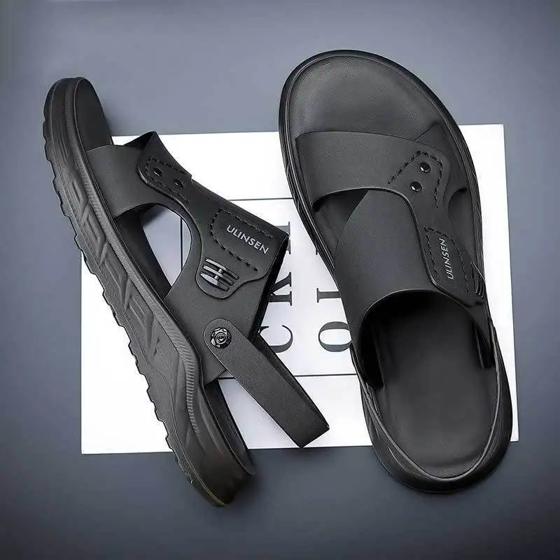 Shoes Men Hiking Open Soft Indoor Beach Trekking Slippers Man Sandals Outdoor Ankle Wrap Genuine Leather Pvc Styles 39
