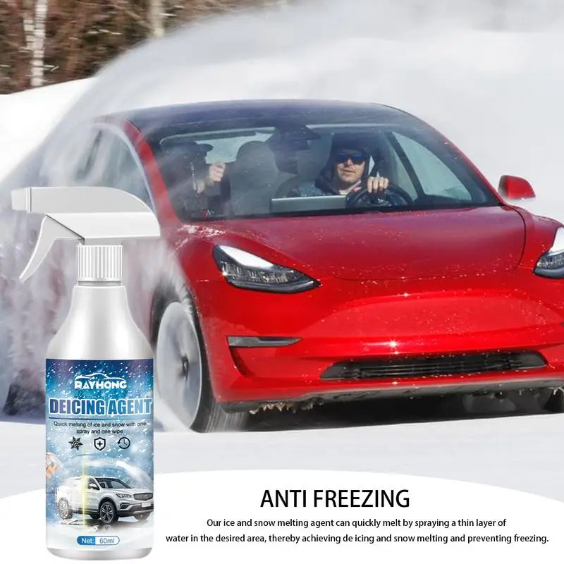 Auto Windshield Deicing Spray Snow Melting Spray Windshield De-Icer Fast Ice Melting 60ml Defrosting Anti Frost Car