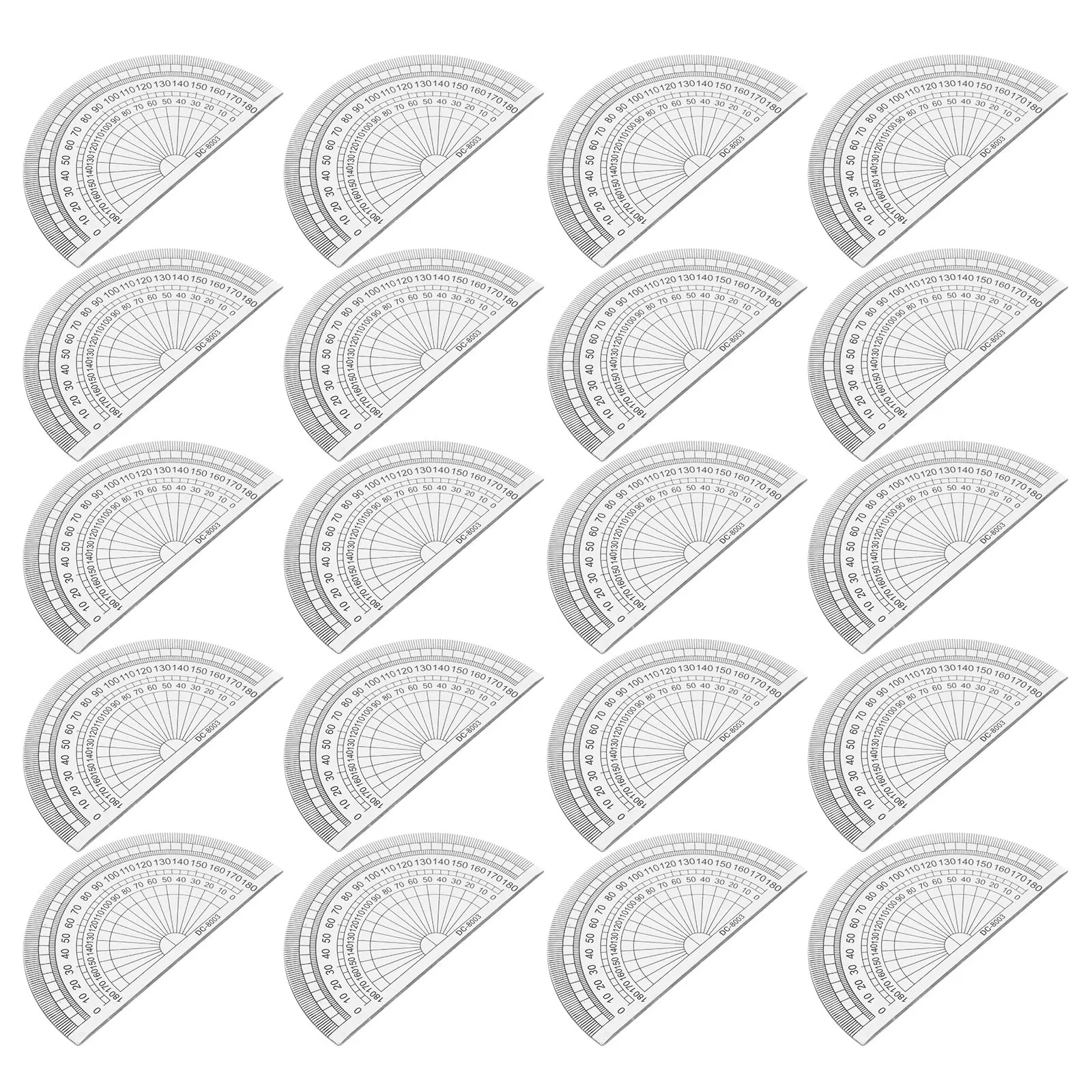 20Pcs 플라스틱 4 인치 180도 각도기 각도 측정 학생용 투명 사무실 수학 자용자료