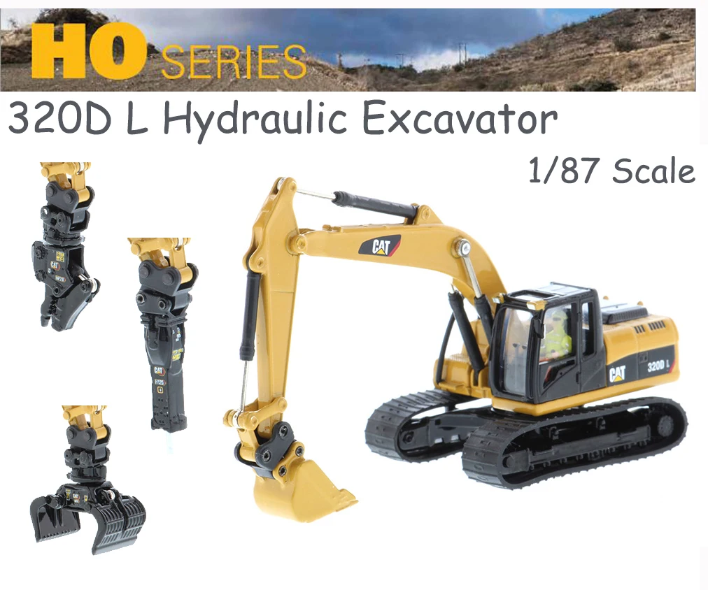 

NEW DM Caterpillar 1/87 CAT 320D L Hydraulic Excavator with 5 Multiple Work Tools High Line Series HO Scale 85652