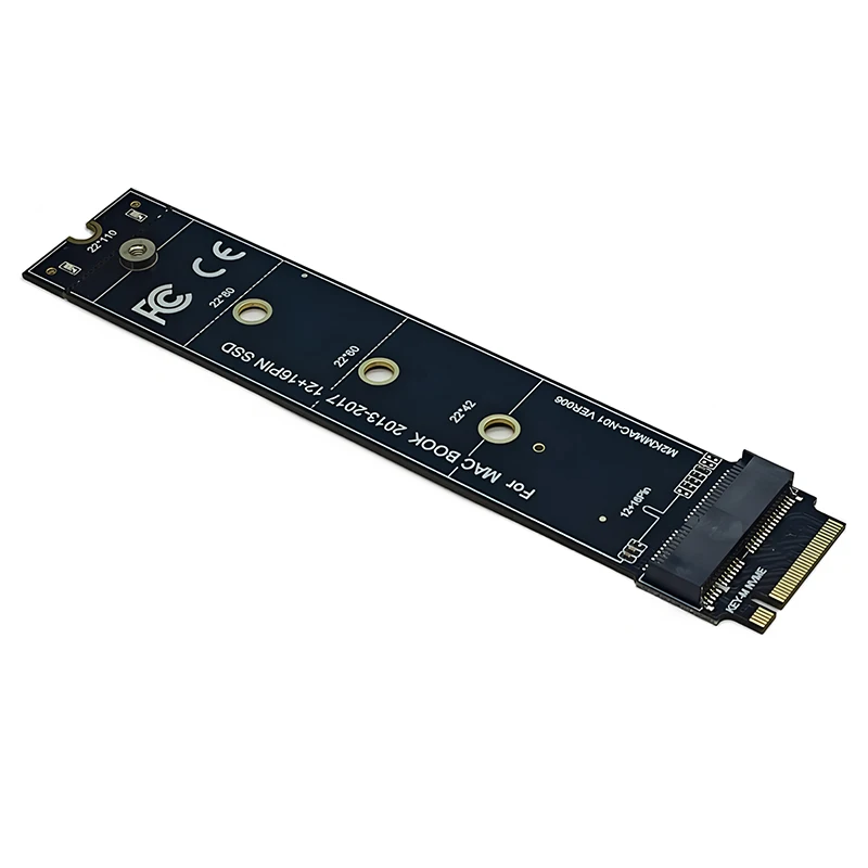 Macbook SSD 변환기 Macbook 2013 2014 2015 2017 A1465 A1466 12 + 6Pin SSD-M2 KEY-M NVME 라이저 카드 어댑터 22110 크기