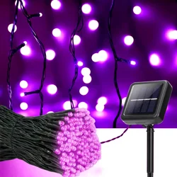 Luminous Solar - Powered String Lights - 300 LED Holiday Décor with 8 Dynamic Lighting Modes for Outdoor and Indoor Spaces (Purple)