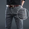 Casual Pants Slim Small Leg Long Men Denim Jeans Korean Version Trendy New Brand High Quality Grey Stretch Fashion Trousers 1