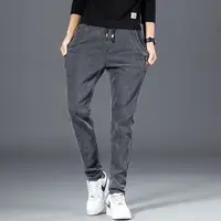 Men's Slim Fit Straight Leg Jeans Elastic Waist Casual Trousers Spring Autumn New Sle Wear Resistant Anti Dir