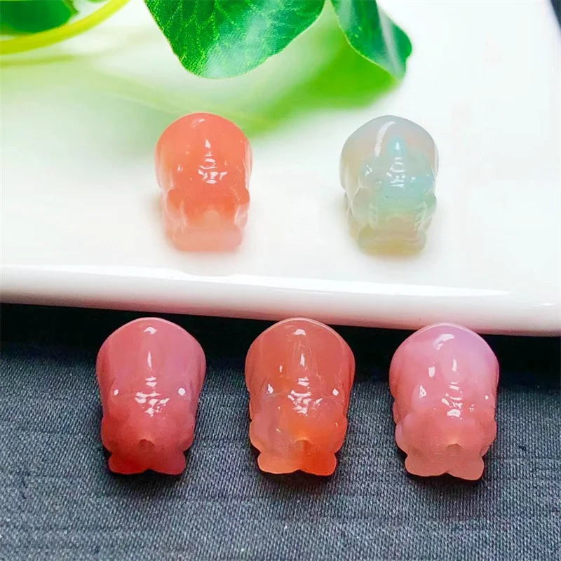 

10pcs Natural Agate Pixiu Carving Crystal Figurine Healing Quartz Reiki Lucky Cute Festival Gift 15-17mm