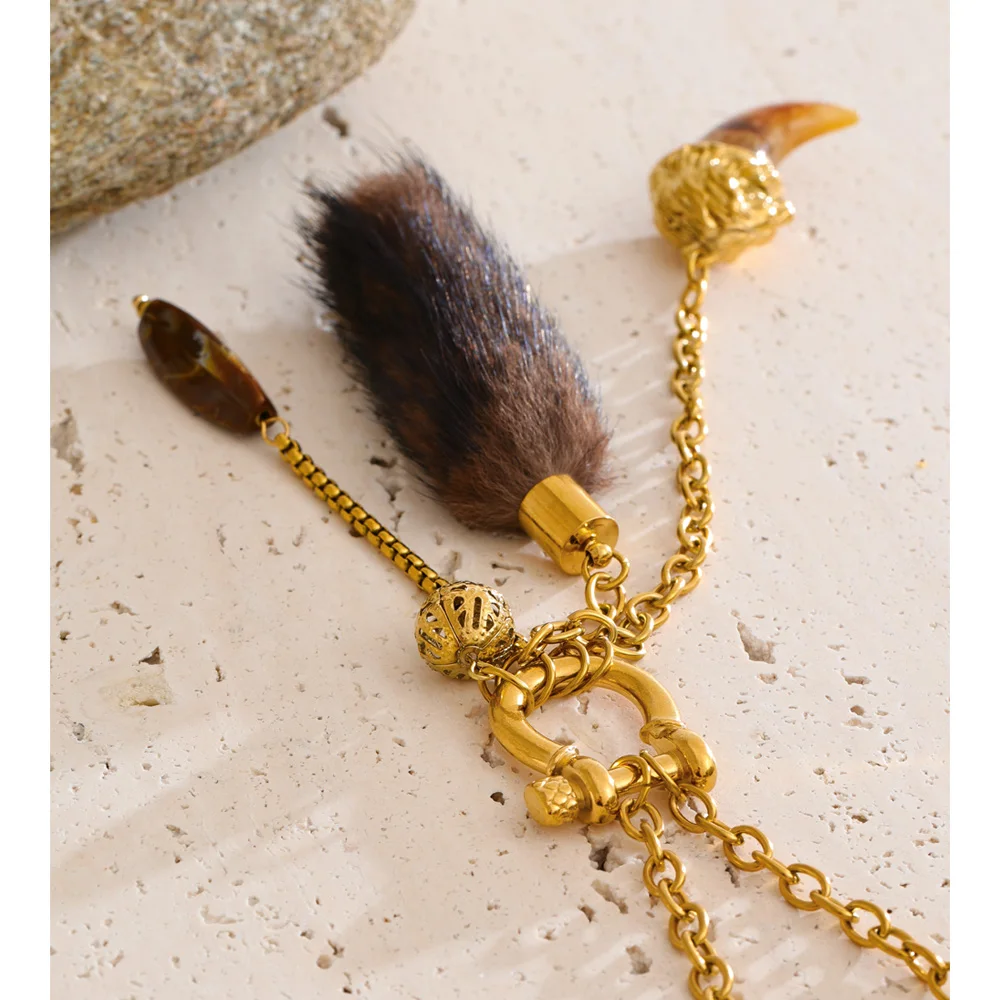 Yhhpup Chain Necklace Design Stainless Steel Acrylic Pendant Autumn Winter