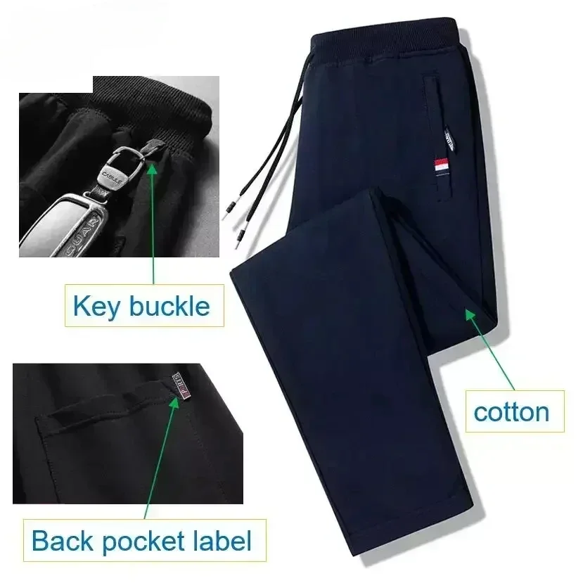 Spring Pants Men Fitness Sportswear Tracksuit Elastic Waist Sweatpants Cotton Trousers Loose Gyms Jogger Track Pants Mens M-8XL sport jogging trousers