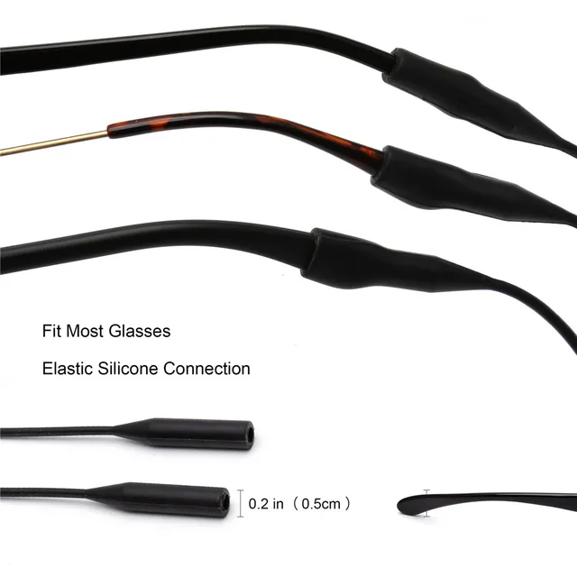 Ensure the security of your eyeglasses with the JM Elastic Silicone Eyeglasses Strap Holder.