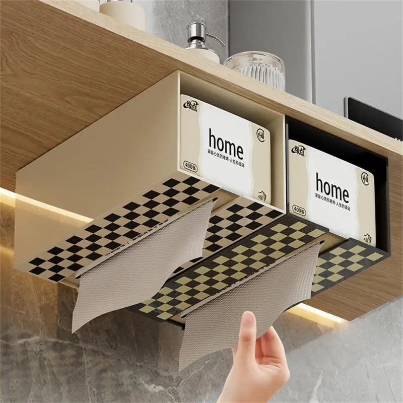 

Paper Towel Holder Upside Down Cream White Storage Box Wall Mounted Tissue Box Bathroom Household Storage Collection Utensils