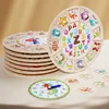 Montessori Wooden Clock Toys for Kids Color Shape Matching Puzzle Hand Grab Board Time Teaching Clock Children Educational Toys 5