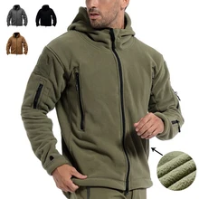 

New Men Winter Thermal Fleece Tactical Jacket Outdoors Ski Sports Hooded Coat Hiking Hunting Combat Camping Windproof Warm Coat