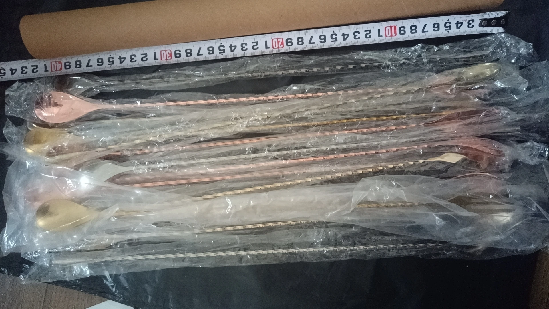 3PCS 40cm Long 18/8 Stainless Steel Bar Spoon Mixing Fork Spoon Bar Accessories Black Cocktail Stirrer Copper Bartender