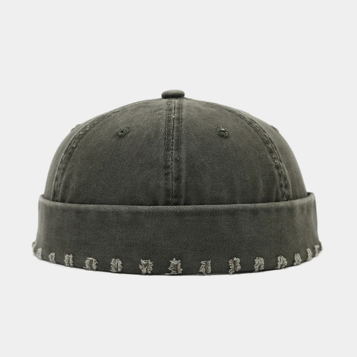 Solide japanische koreanische Stil Retro Mützen Herren Damen gewaschene Baumwolle randlose Vermieter Docker Cap Street Fashion Unisex – Detail 7