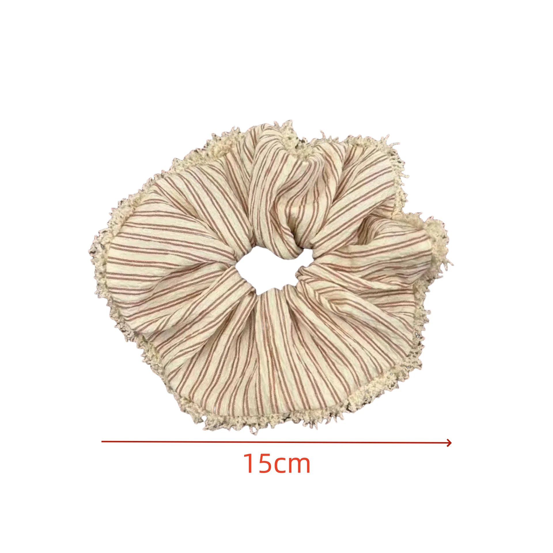 1PC Fringed Striped Linen Scrunchies, 4 - Piece Set, Vintage Hair Accessories for Women's Daily & Casual Hairdos