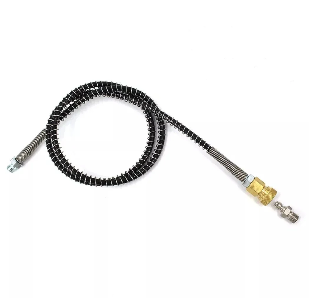 M10x1 Thread 30Mpa 300Bar 4500psi Pneumatics Air Pump Air Refilling High Pressure Nylon Hose with Spring Wrapped