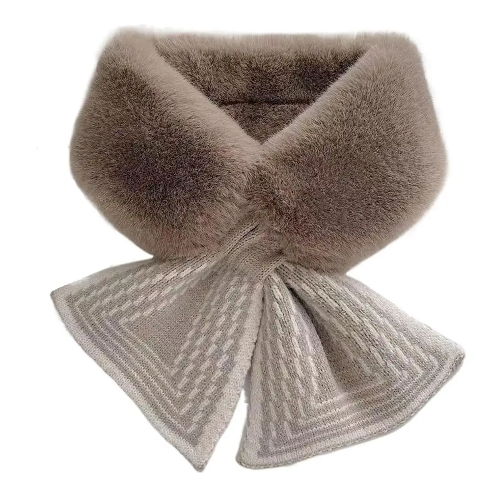 Casual Solid Color Winter Neck Warmer Faux Rabbit Fur Thicken Scarf Neck Warmer Elegant Shawl Cold Weather