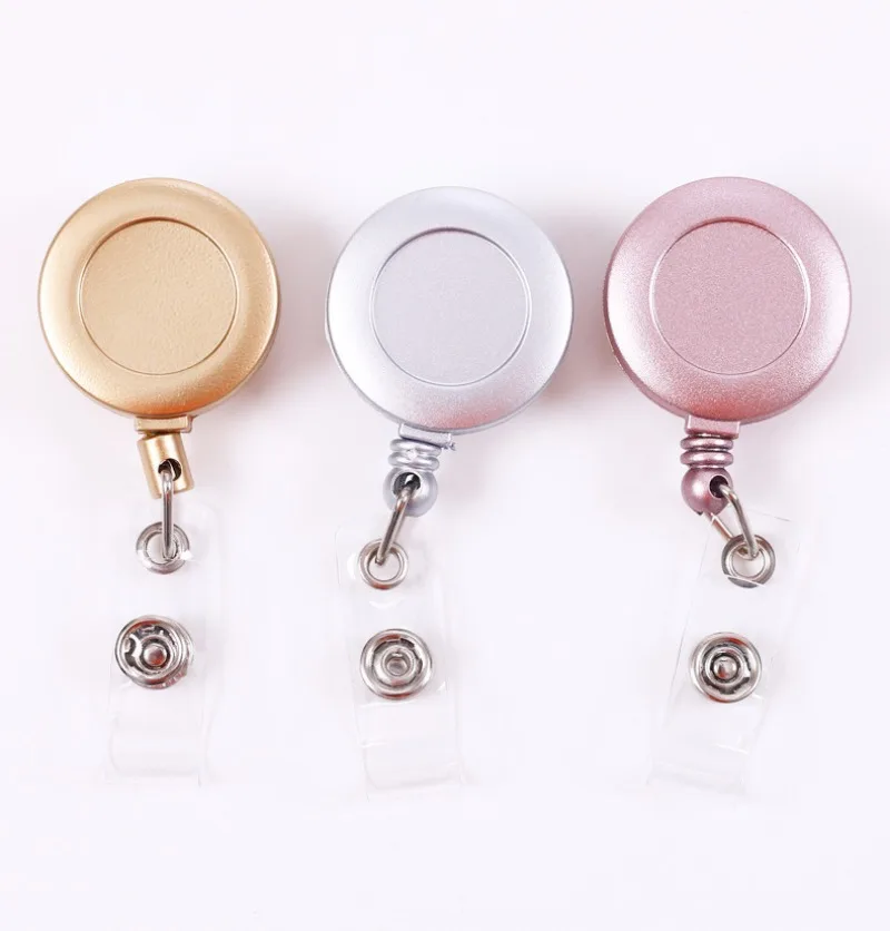 1pc 3.2CM Round Badge Reel Gold Sliver Chest ID Tag Pass Work Card Clip Staff Employee's Work Card Clip Badge Holder Reels