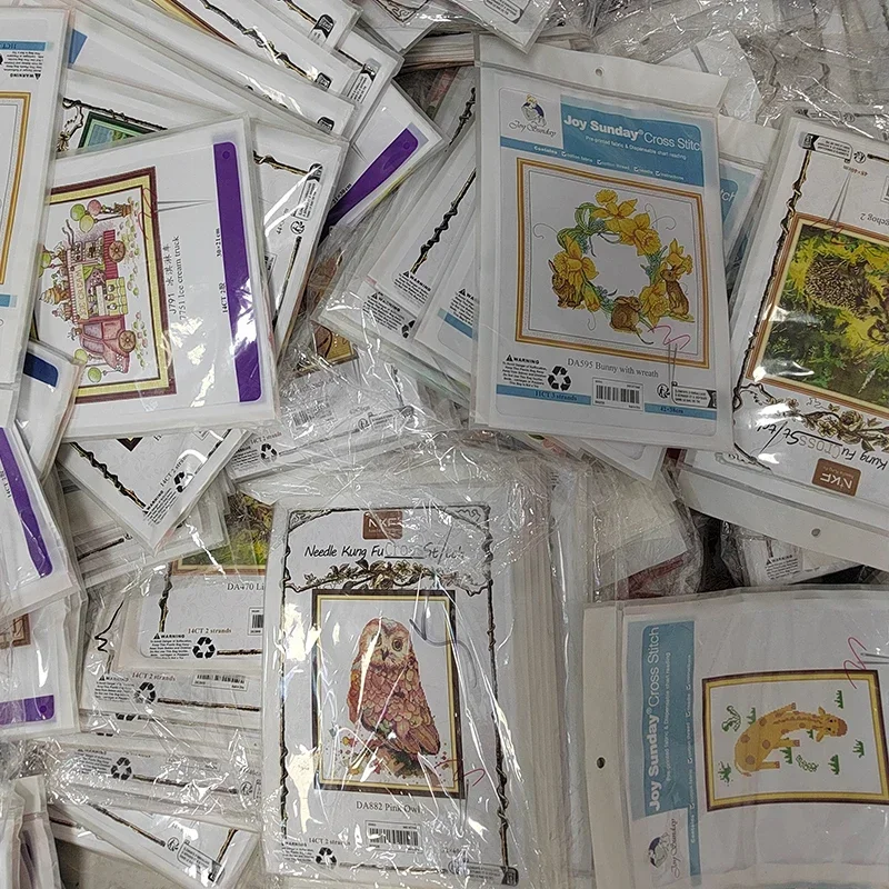 Brvsk Frost Patterns Cross-Stitch Kit - Printed Canvas, Yarn & Needles Included, 16x16 Inch Pillow Top