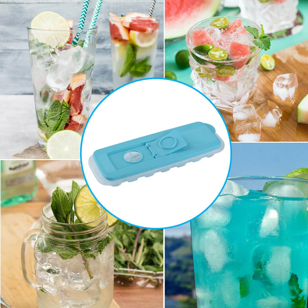 Lid and Bin Removable Ice Cube Tray Spill-Resistant Detachable Lid Ice Cube Tray for Fruit Cream Soda Cocktail