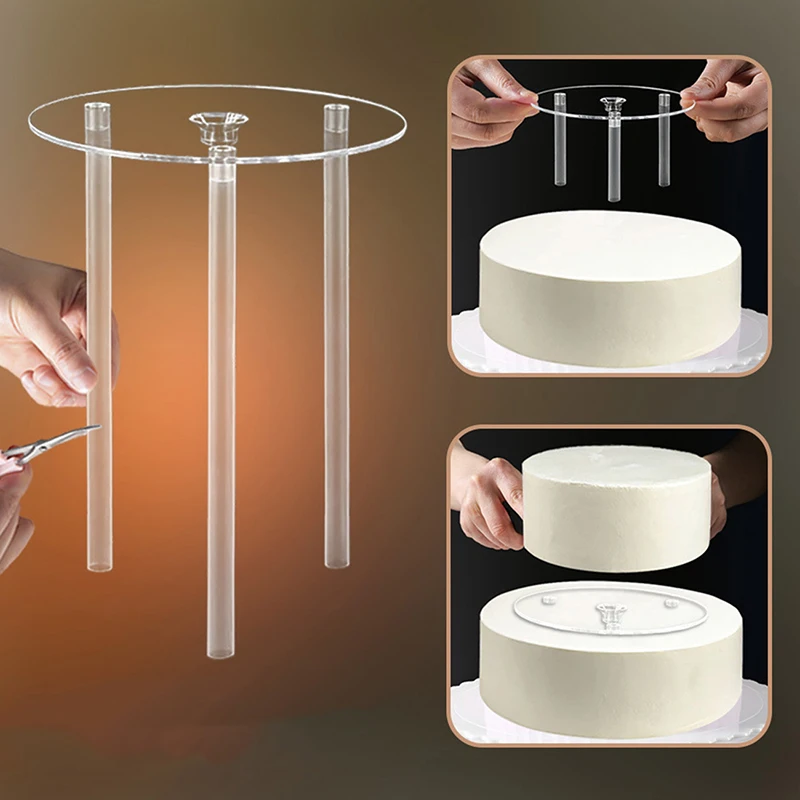 Cake Making Tools Cake Baking Tools Cake Tier Support Cake Dowel Rods Set 3Pcs Sticks With 1Pc Separator Plate For Tiered Construction Stacking