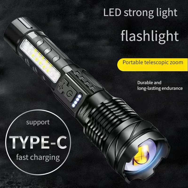 Flashlight glare outdoor patrol camping          usb charging         Laser flashlight for outdoor lighting         COB band