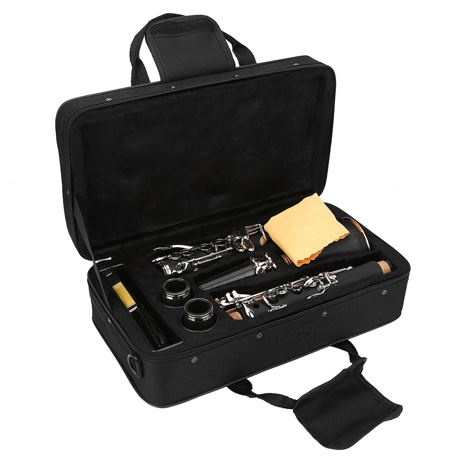 17 Key Descending B Tone Bakelite Clarinet with Reeds Cleaning Cloth Woodwind Instruments