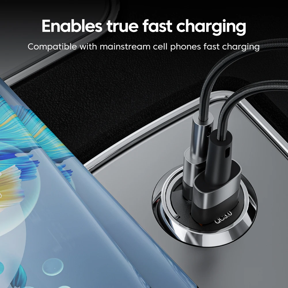 Olaf 100W Mini USB Car Charger Dual Ports PD QC3.0 Type C Fast Charger For iPhone Samsung Xiaomi Phone Charger Adapter in Car