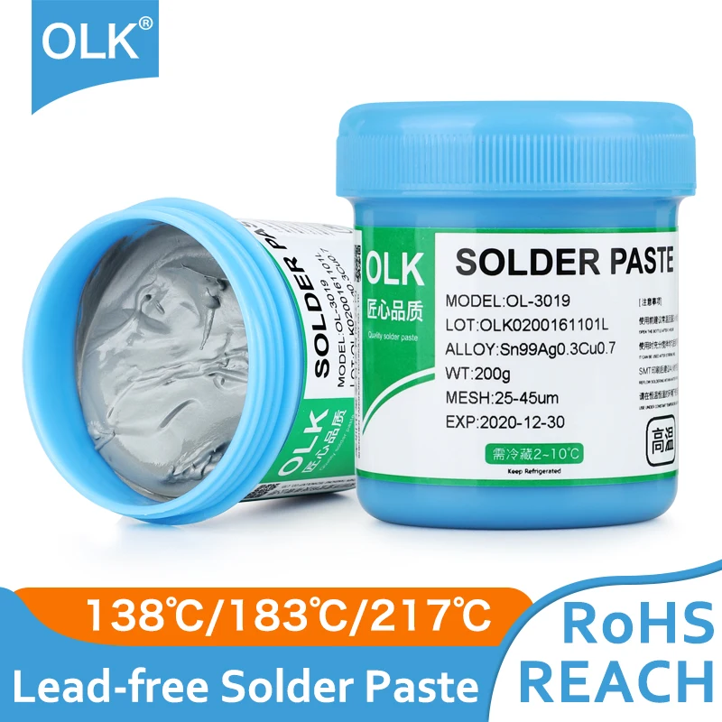 OLK 200g Solder Paste Soldering Equipment Tools Syringe Low Temperature Lead-free Welding Paste For BGA Led Smd Iphone Repair