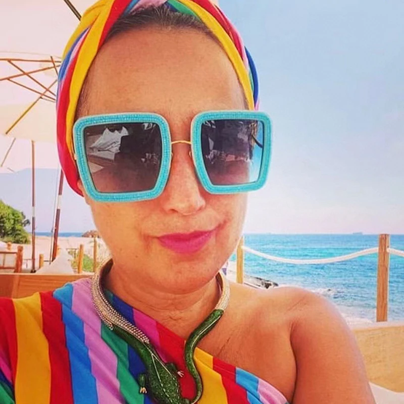 

2022 Square Diamond Sunglasses Women Men Luxury Brand Designer Crystal Sun Glasses UV400 Oversdized Punk Shades Sparkle Eyewear