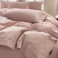 Ensemble de lit quatre pièces en coton poncé, housse de couette légère de luxe, drap de lit en coton épais, sens avancé d'été, automne et hiver 1