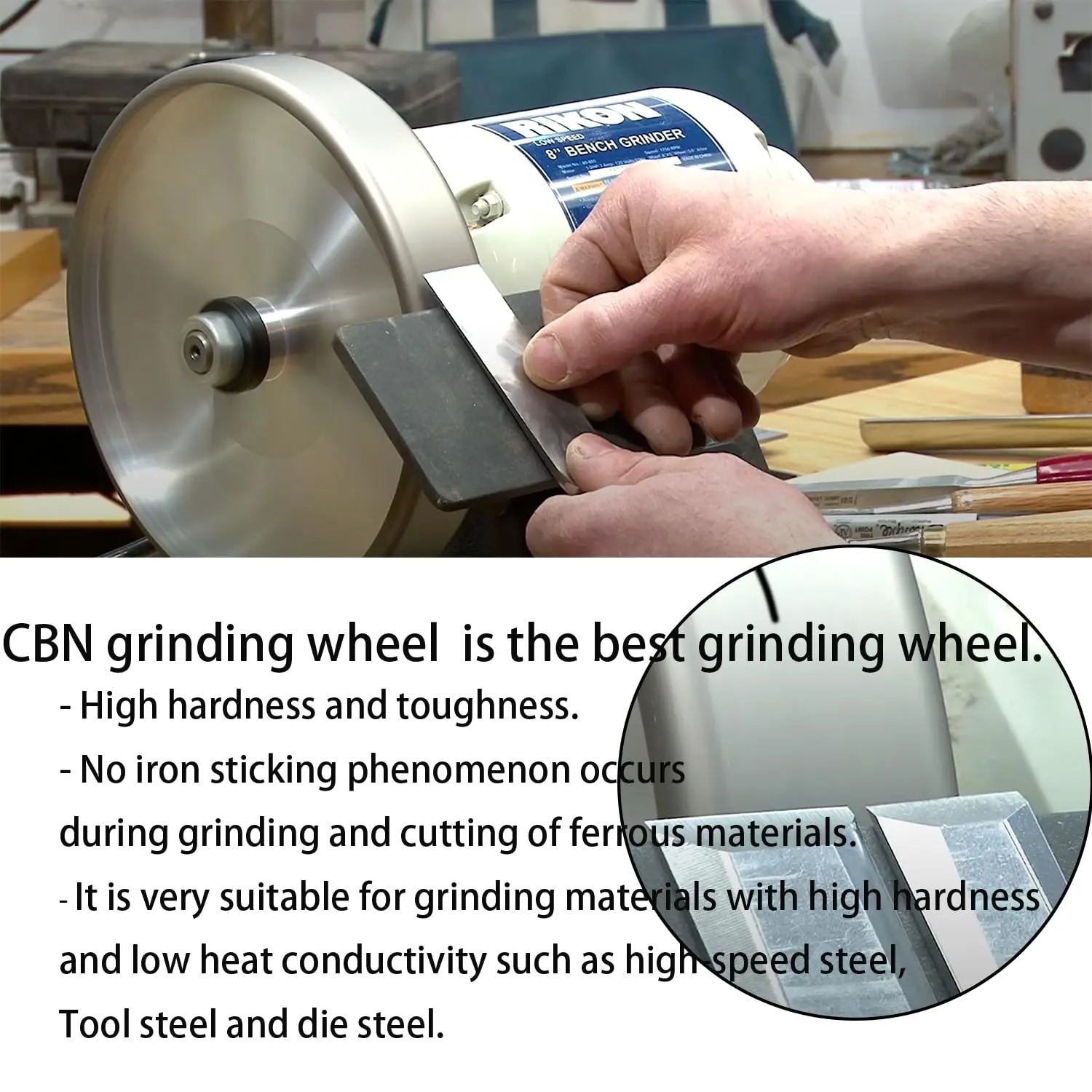 Cbn Grinding Wheel 6-Inch - 4-in-1 600 Grit Sharpening Wheel For Tools ...